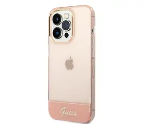GUESS PC & TPU Camera Outline Translucent Zadní Kryt pro Apple iPhone 14 Pro Max růžová