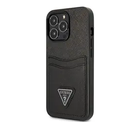 GUESS Saffiano Double Card Zadní Kryt pro Apple iPhone 13 Pro černá