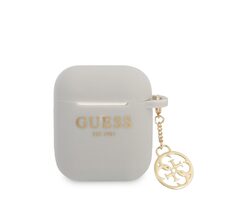 GUESS 4G Charms Silikonové Pouzdro pro Apple Airpods 1 & 2 šedá