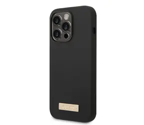 GUESS Silicone Metal Logo MagSafe Kompatibilní Zadní Kryt pro Apple iPhone 14 Pro černá