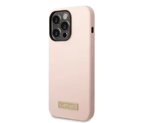 GUESS Silicone Metal Logo MagSafe Kompatibilní Zadní Kryt pro Apple iPhone 14 Pro Max růžová