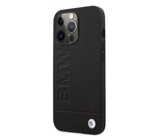 BMW Leather Hot Stamp Zadní Kryt pro Apple iPhone 14 Pro Max černá