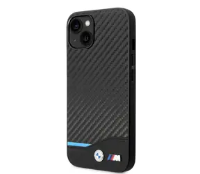 BMW M PU Carbon Blue Line Zadní Kryt pro Apple iPhone 14 černá
