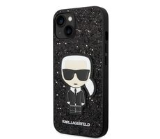Karl Lagerfeld Glitter Flakes Ikonik Zadní Kryt pro Apple iPhone 14 Plus černá