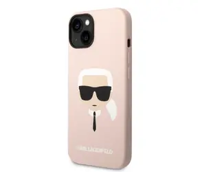 Karl Lagerfeld Liquid Silicone Karl Head Zadní Kryt pro Apple iPhone 14 Plus růžová