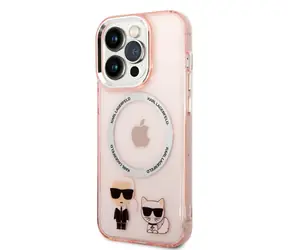 Karl Lagerfeld MagSafe Kompatibilní Kryt Karl and Choupette pro Apple iPhone 14 Pro Max růžová