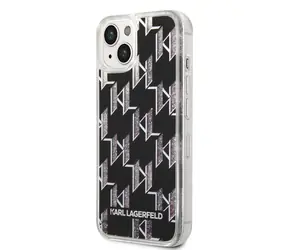 Karl Lagerfeld Monogram Liquid Glitter Zadní Kryt pro Apple iPhone 14 černá