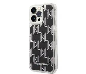 Karl Lagerfeld Monogram Liquid Glitter Zadní Kryt pro Apple iPhone 14 Pro Max černá
