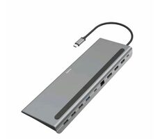 Hama 200100 Connect2Office šedá / USB-C dokovací stanice / DP / RJ45 / MicroSD/HC/XC / USB-C / 4xUSB-A