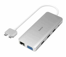 Hama 200133 Connect2Mac šedá / USB-C dokovací stanice pro MacBook Air&Pro / RJ45 / SD/HC/XC / VGA / 3.5mm / 2xHDMI  
