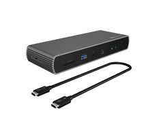 Icy Box IB-DK8801-TB4 šedo-černá / Dokovací stanice / 4x USB-A / 2x USB-C / HDMI / SD / RJ45 / 3.5 mm jack