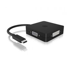 Icy Box IB-DK1104-C černá / USB 3.0 C replikátor / VGA / DVI / HDMI / DisplayPort 