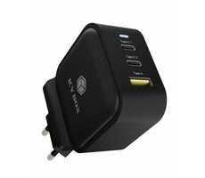 Icy Box IB-PS103-PD černá / USB nabíječka / 1x USB-A / 2x USB-C 