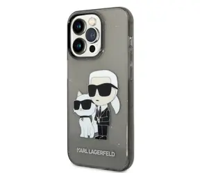 Karl Lagerfeld IML Glitter Karl and Choupette NFT Zadní Kryt pro Apple iPhone 14 Pro Max černá