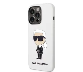 Karl Lagerfeld Liquid Silicone Ikonik NFT Zadní Kryt pro Apple iPhone 14 Pro Max bílá