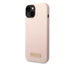 GUESS Silicone Metal Logo MagSafe Kompatibilní Zadní Kryt pro Apple iPhone 14 Plus růžová