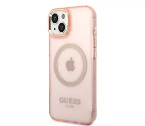 GUESS Translucent MagSafe Kompatibilní Zadní Kryt pro Apple iPhone 14 Plus růžová