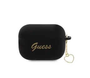 GUESS 4G Charms Heart Silikonové Pouzdro pro Apple Airpods Pro 2 černá