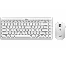 GENIUS LuxeMate Q8000 bílá / bezdrátová klávesnice a myš / USB/ retro design/ CZ+SK layout
