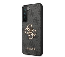 GUESS PU 4G Metal Logo Zadní Kryt pro Samsung Galaxy S23 šedá