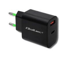 Qoltec 51713 USB - C + USB síťový adapter 18W černá / 5-12V / 1.5 - 3A / USB-C 3.0 / USB 3.0 