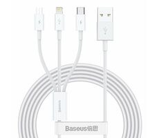 Baseus CAMLTYS-02 SUPERIOR 3v1 1.5m bílá / USB-C / MicroUSB / Lightinhg 