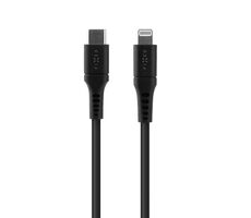 FIXED Krátký nabíjecí a datový Liquid silicone kabel s konektory USB-C/Lightning a podporou PD 0.5m černá / MFI 