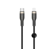 FIXED Krátký nabíjecí a datový opletený kabel s konektory USB-C/Lightning a podporou PD 0.5m černá / MFI 