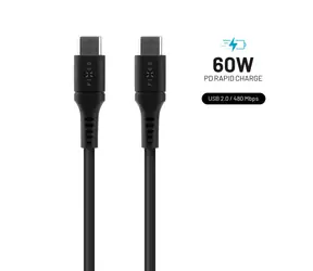 FIXED Liquid silicone Dlouhý Nabíjecí a datový kabel s konektory USB-C/USB-C a podporou PD 2m černá / USB 2.0 / 60W 