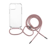 FIXED Pure Neck Pouzdro s růžovou šňůrkou na krk pro Apple iPhone 13 mini