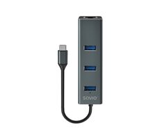 SAVIO AK-57 USB-C adaptér / 3x USB-A 3.0 / RJ45