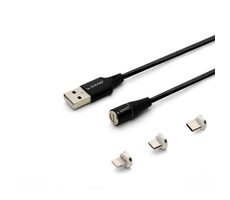 SAVIO CL-155 kabel s vyměnitelnými magnetickými konektory USB - USB-C & microUSB & Lightning  2m černá