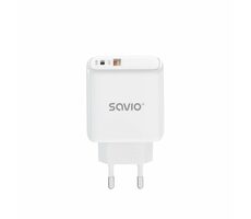 SAVIO LA-06 bílá / síťová nabíječka / QC3.0+PD / USB-A / USB-C 
