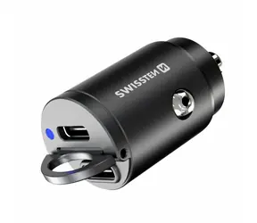 SWISSTEN adaptér do auta 2x USB-C černá / 45W / PD 