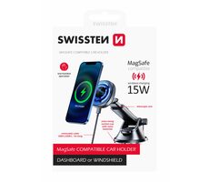 SWISSTEN 65010610 černá / Magnetický držák na palubní desku / podpora MagSafe 