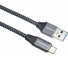 PremiumCord propojovací kabel USB-C (M) na USB-A (M) 2m šedá / USB-C 3.1 (M) / USB-A 3.0 (M) / 5 Gbps / opletený