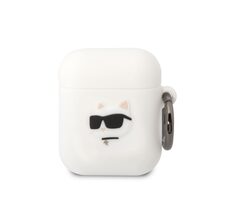 Karl Lagerfeld 3D Logo NFT Choupette Head Silikonové Pouzdro pro Apple Airpods 1/2 bílá