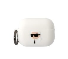 Karl Lagerfeld 3D Logo NFT Karl Head Silikonové Pouzdro pro Apple Airpods Pro 2 bílá