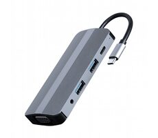 Gembird A-CM-COMBO8-02 / HUB 8V1 / HDMI / VGA / 3.5mm / USB-A / USB-C / čtečka karet