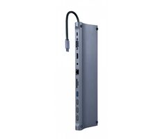 Gembird A-CM-COMBO11-01 / HUB 11V1 / HDMI / VGA / USB-A / USB-C / RJ45 / 3.5mm / čtečka karet