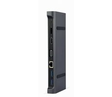 Gembird A-CM-COMBO9-01 / HUB 9V1 / HDMI / VGA / DisplayPort / USB-A / USB-C / RJ45 / 3.5mm