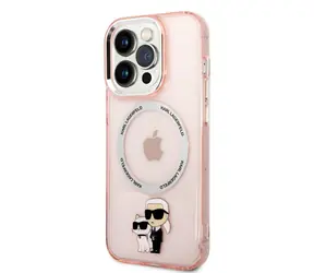Karl Lagerfeld MagSafe Kompatibilní Kryt IML Karl and Choupette NFT pro Apple iPhone 14 Pro Max růžová