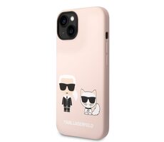 Karl Lagerfeld MagSafe Kompatibilní Kryt Liquid Silicone Karl and Choupette pro Apple iPhone 14 Plus růžová