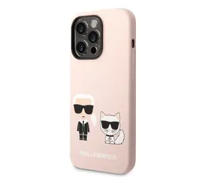 Karl Lagerfeld MagSafe Kompatibilní Kryt Liquid Silicone Karl and Choupette pro Apple iPhone 14 Pro růžová