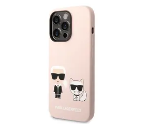 Karl Lagerfeld MagSafe Kompatibilní Kryt Liquid Silicone Karl and Choupette pro Apple iPhone 14 Pro Max růžová