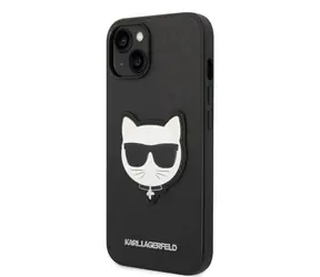 Karl Lagerfeld PU Saffiano Choupette Head Zadní Kryt pro Apple iPhone 14 Plus černá