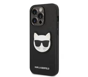 Karl Lagerfeld PU Saffiano Choupette Head Zadní Kryt pro Apple iPhone 14 Pro černá