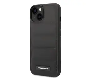 Karl Lagerfeld Quilted Puffy Metal Logo Zadní Kryt pro Apple iPhone 14 černá