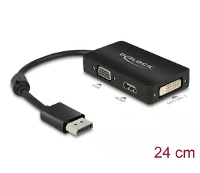 Delock Adaptér DisplayPort 1.1 (M) - VGA/HDMI černá / DVI (F) / pasivní / doprodej