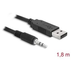 Delock Konvertor USB 2.0 Typ-A (M) - 3-kolíkový sériový TTL stereo konektor 3.5 mm délka 1.8m černá / 5 V